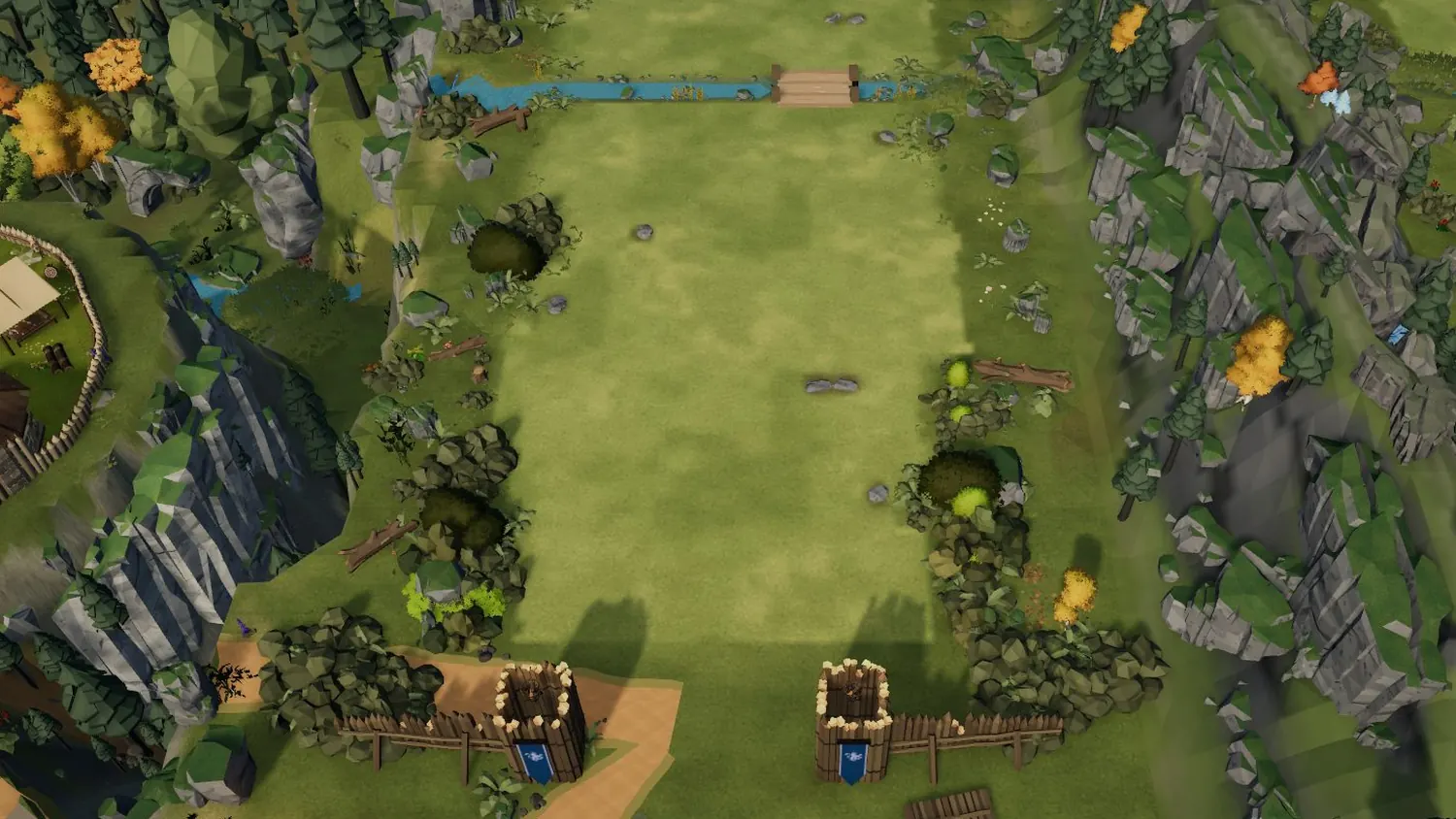 A lane with towers in three rows: the monsters have to wind their way through the gaps