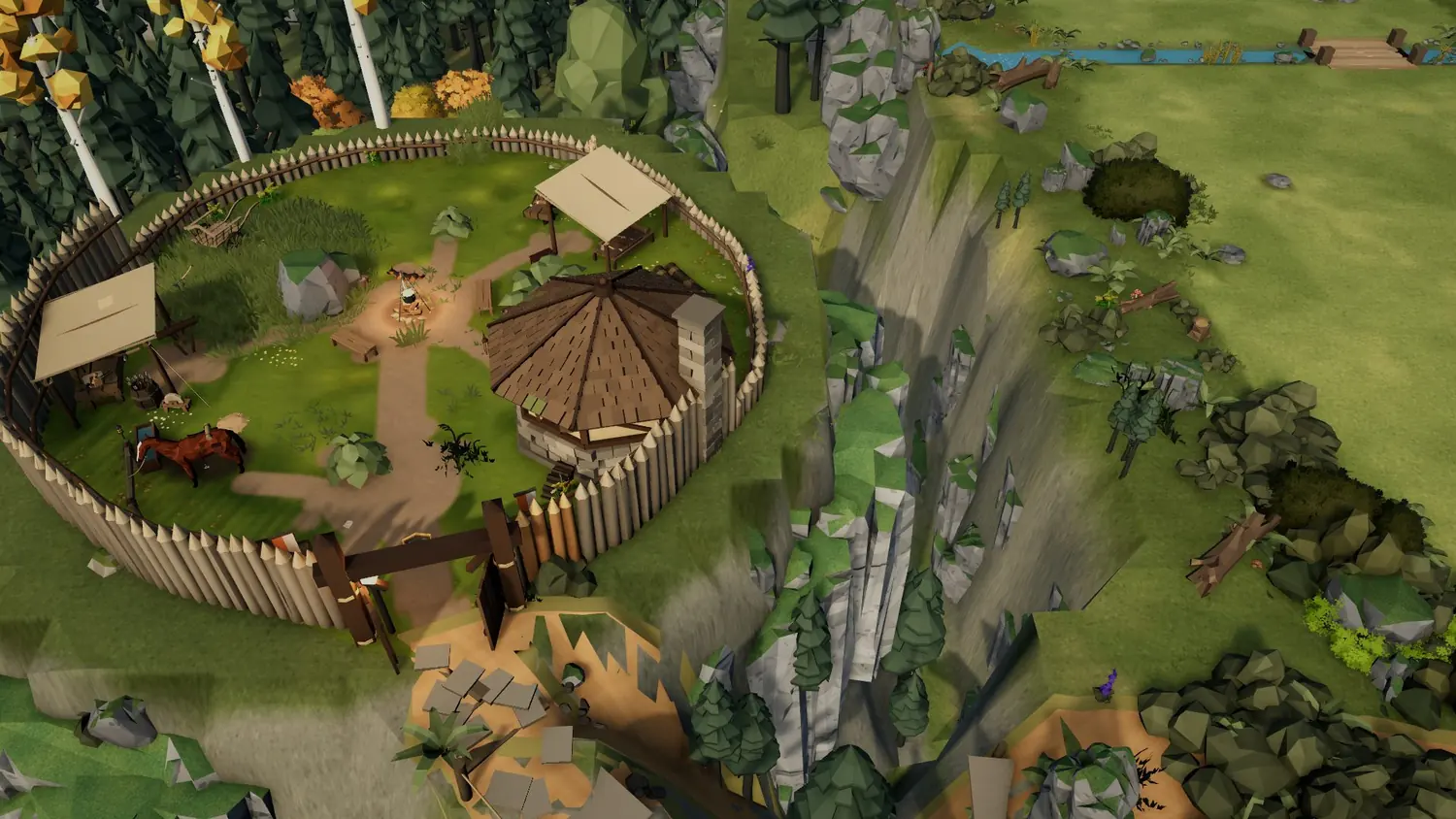The castle hill with the palisade village, behind the gate the wave must not reach