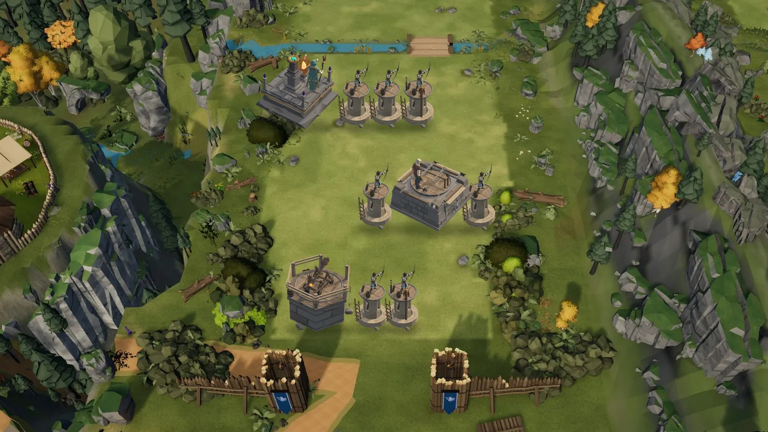 Illustration: a lane with towers in three rows, through whose gaps the monsters' path winds