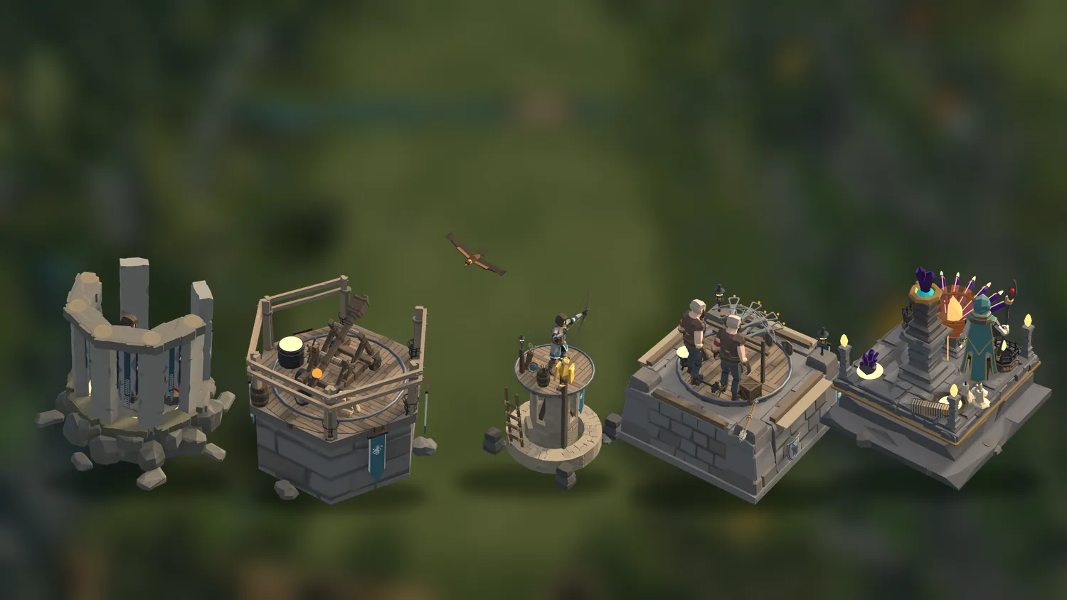 The five tower families side by side